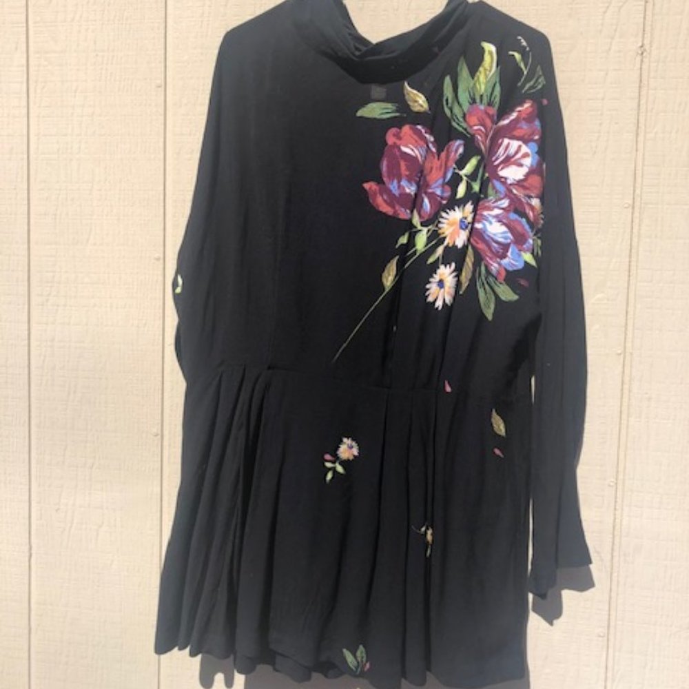 Free People Black Dress with Flower Design